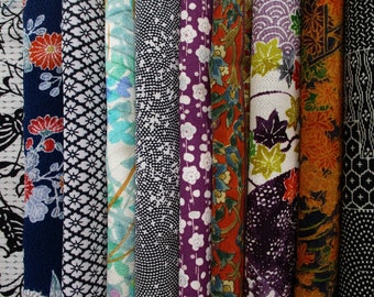 SALE 20/% off 4pc Destash Vintage KIMONO Fabric Small Scrap