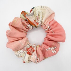 Kawaii Pink Floral Simple Handmade Vintage Silk Kimono Scrunchie immagine 13