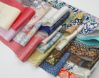 Boro Kimono Silk Fabric Strips: 2.5oz Japanese Textile Remnants