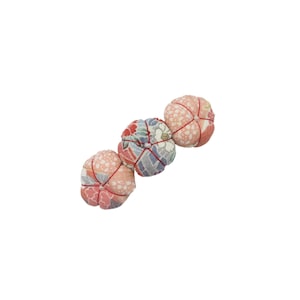 Kawaii Kimono Barrette, Japanese Silk Kimono Hair Clip, Pink Floral 60mm