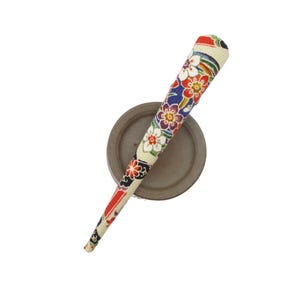 Silk Kimono Hair Clip: Japanese Chirimen Fabric, 130mm