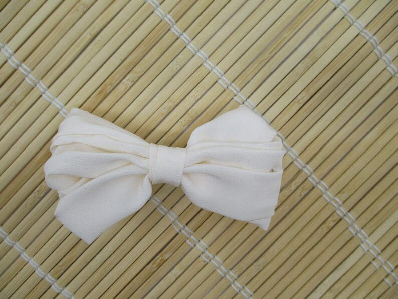 Cream White Kimono Barrette 60mm Barrette Japanese Fabric Hair Clip