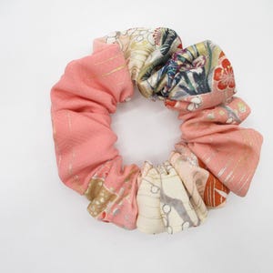 Kawaii Pink Floral Simple Handmade Vintage Silk Kimono Scrunchie immagine 11