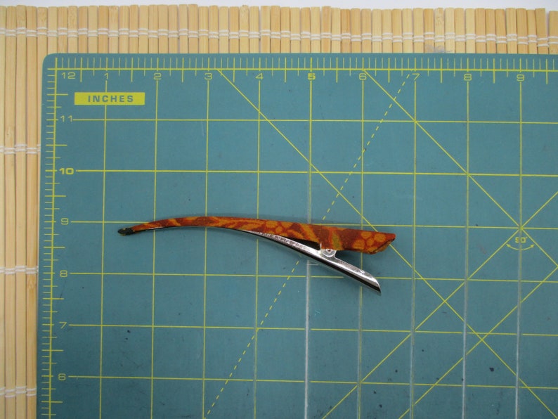 Kimono Claw Clip Brown Silk Fabric Ship from USA LAST Big Hair Clip