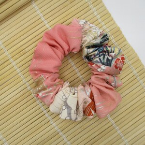 Kawaii Pink Floral Simple Handmade Vintage Silk Kimono Scrunchie immagine 14