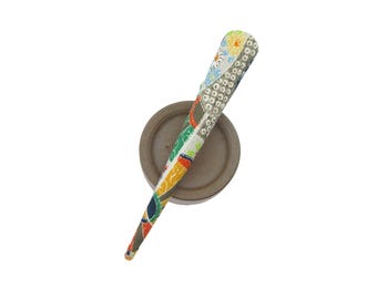 Colorful Kimono Fabric Hair Clip, Long Alligator Metal Clip 130mm