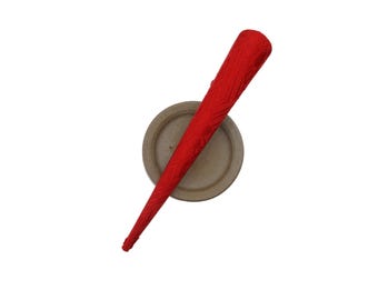 Red Rinzu Kimono Hair Clip, Long Chop Sticks Hair Accessory