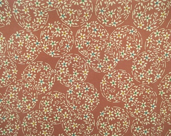 Brown Silk Kimono Fabric By the Yard Vintage, Ship from USA Tiny Flowers