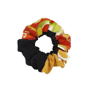 Tomesode  Kimono Scrunchy, Simple Silk Scrunchies Eco Friendly Black