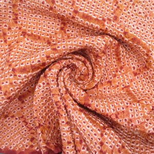 Blood Orange Shibori Silk Kimono Fabric By the Yard, Japanese Fabric Shibori