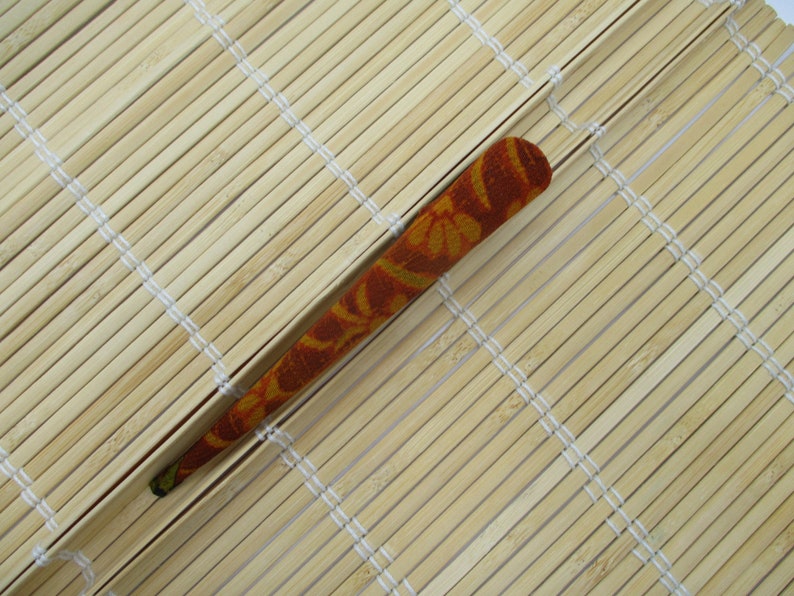 Kimono Claw Clip Brown Silk Fabric Ship from USA LAST Big Hair Clip