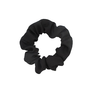 Solid Black Minimalist Simple Kimono Silk Scrunchies, Japanese Hair Tie