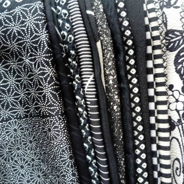 Black Japanese Silk Kimono Fabric Remnants Set, 23 Assortment Silk Scrap Ship from USA
