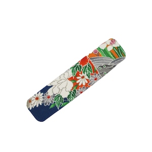 Etsy&#39;s Pick Orange Blue Statement Kimono Big Barrette, Long Hair Clip, 100mm 4 Inches
