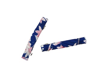 Purple Pink Japanese Kimono Skinny Barrette, Silk Upcycled Barrette 2.75 Inch