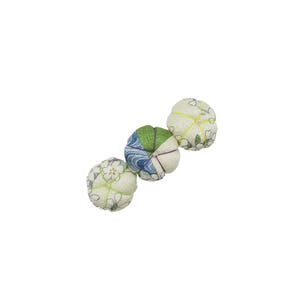 White Green Floral Kimono Barrette, Japanese Silk Kimono Hair Clip, 60mm