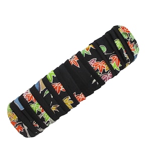 Black Momiji Motif Kimono Big Barrette, Long Hair Clip, 100mm 4 Inches