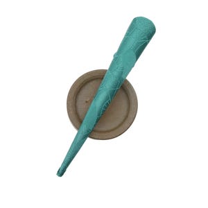 Teal Turquoise Blue Kimono Fabric Metal Long Clip, 130mm Minimalist