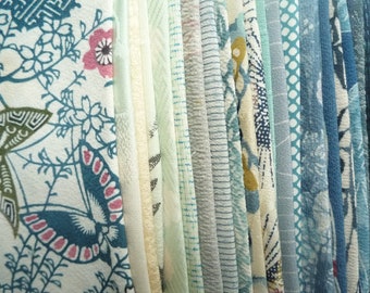 Ensemble de restes de soie japonais kimono bleu, livraison gratuite depuis les États-Unis