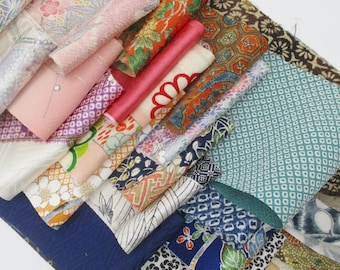 Boro Kimono Silk Fabric Strips: 2.5oz Japanese Textile Remnants