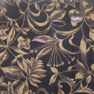 Gold Black Glamorous Silk Kimono Fabric By the Yard, Japanese Craft Supply