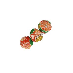 Green Orange Kawaii Kimono Barrette, Japanese Silk Kimono Hair Clip, 60mm