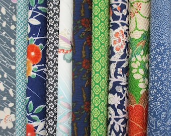Vintage Silk Kimono Scraps: 10 Small Fabric Pieces for Crafts Cold