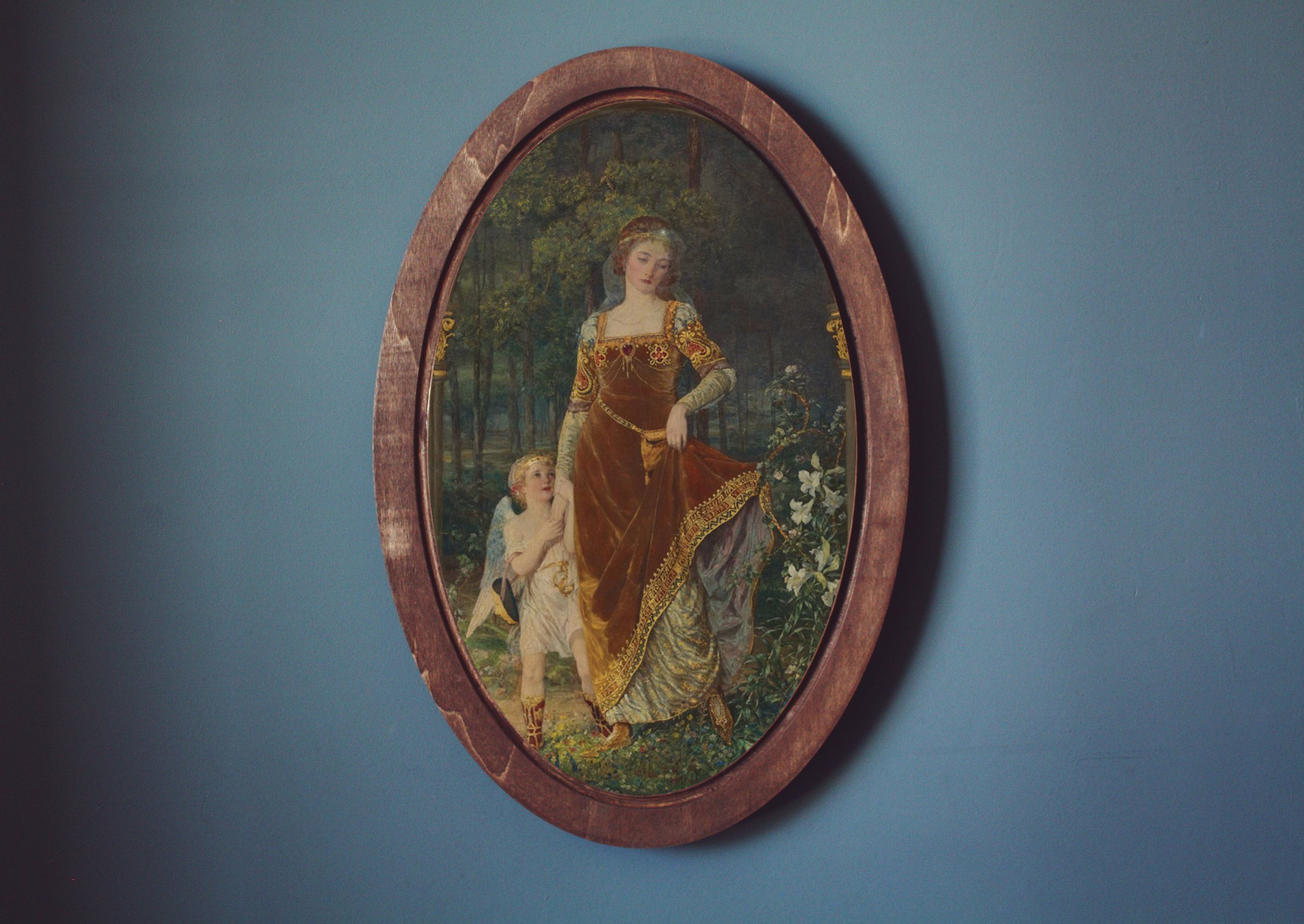 Arte del camino del amor verdadero, placa de pared, placa de decoración de madera, arte victoriano ovalado, decoración de pared ovalada, decoración del hogar, arte de pared renacentista, regalo de Navidad