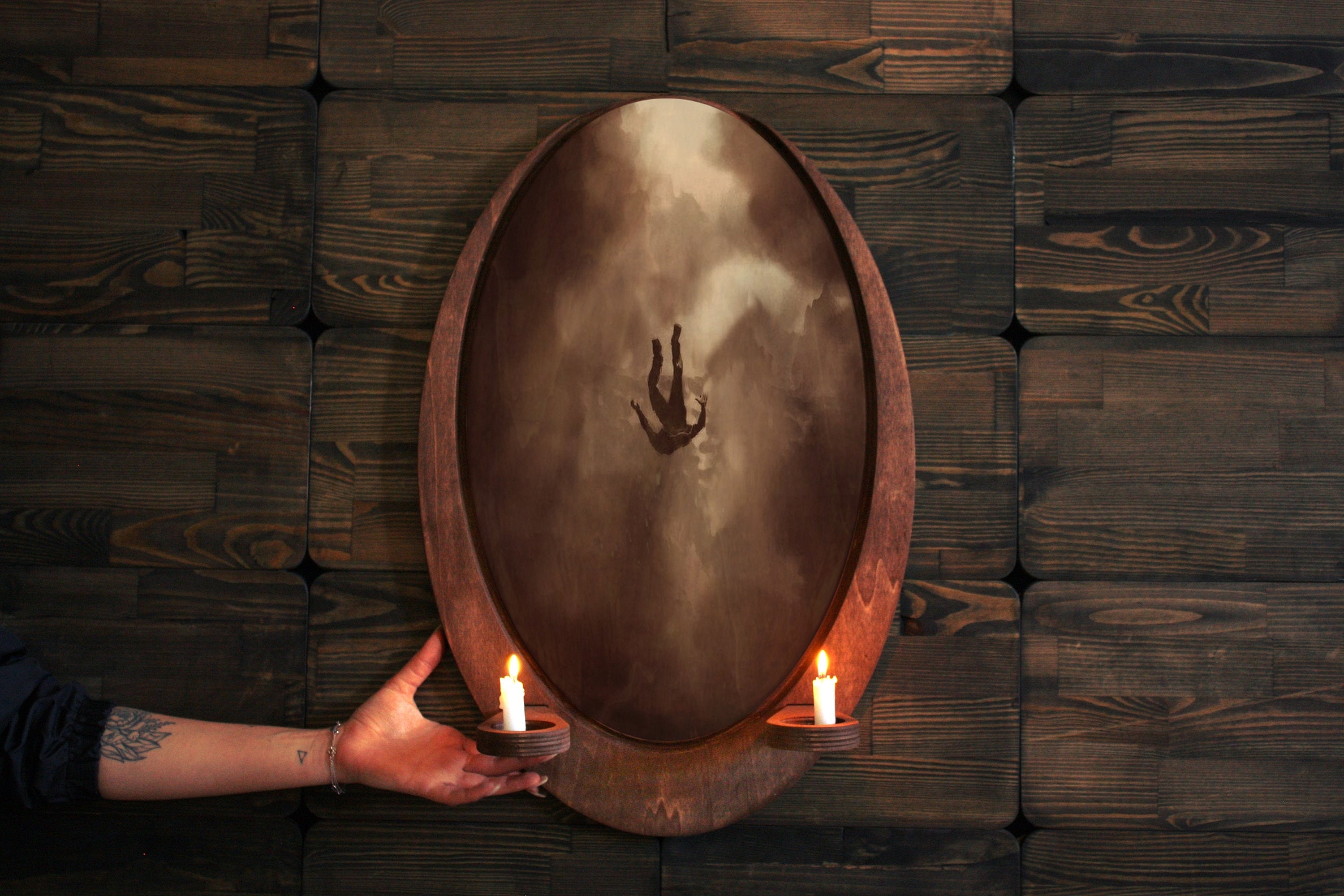 Falling From the Sky,dark Aesthetic Room,wall Plaque,candle Holder Set