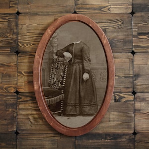 Vintage Surreal Art Wooden Wall Plaque: Gothic Halloween Decor