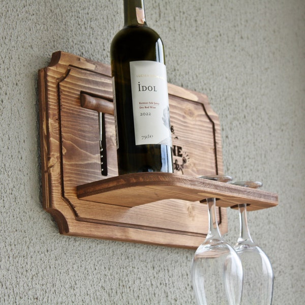 Father's Day Gift,Wine Stand,Mini Wall Bar,Wine Bar,Wine Glass Stand,Wine Rack,Personalized Gift,Wall Decor,Gift for Dad,Gift for Him,Gift