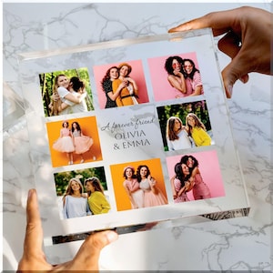 Personalized Best Friend Collage Acrylic Frame, Custom Gift with 9 Photos and Names, BFF Keepsake, Personalized Gift with Names.