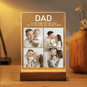 Personalized Photo Night Light, Fathers Day Gifts, Personalized Gifts, Bedroom Night Light,Gift for Dad,Best Dad Ever,Custom Name Light