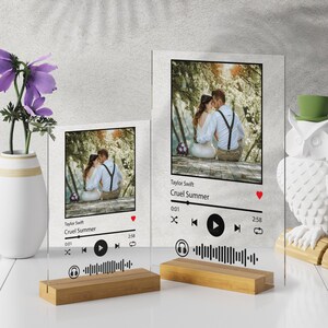 Personalisierte LED Song Plakette mit Ständer | Benutzerdefinierte Musik Nachtlicht | Personalisierte Musik druckt Bilderrahmen | Geschenk für Ihn Freund Bestie