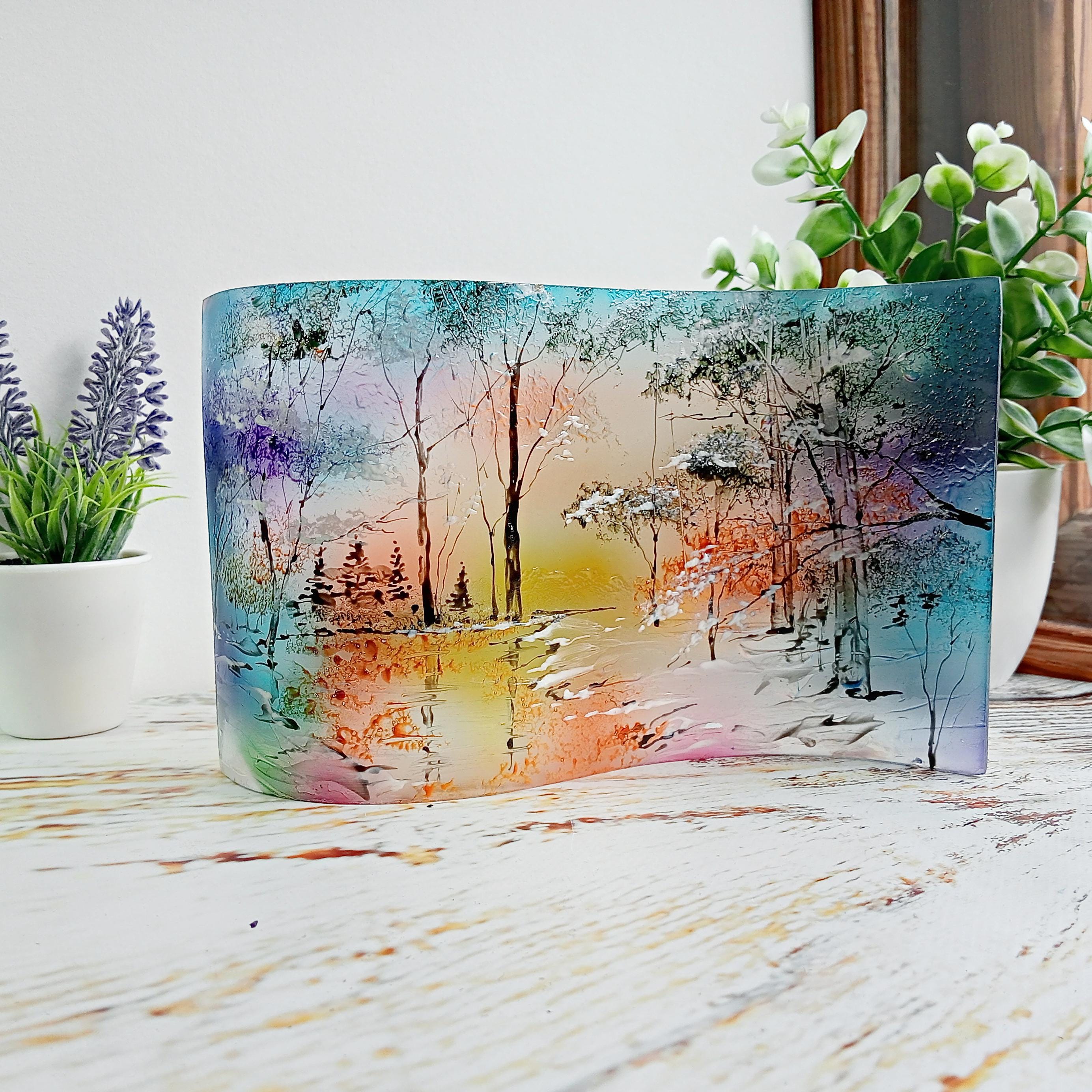 Vintage 90s Fused Glass Tree Buckle — Bold Forest Art-to-Wear Statement Wood Grain Puffco Peak Glass Topper - Tako Glass main image 2