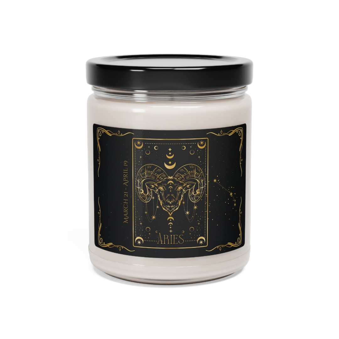 Aries scented soy candle aries constellation aries birth dates black