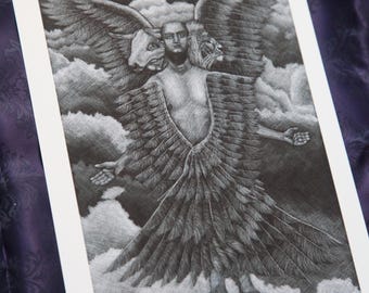 Cherubim, Biblically Accurate Angel, Limited Edition Mounted Fine