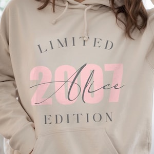 Limited Edition 2007 Personalized Sweatshirt, 18th Birthday Sweater, Custom Name Gift for Daughter, 21st Birthday Shirt, Custom Year Gift