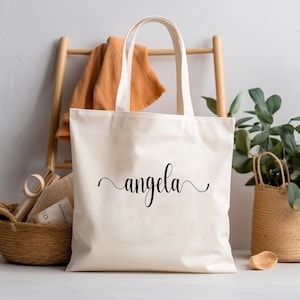 Custom Name Tote Bag, Personalized Canvas Bags, Beach Tote Bag, Tote Bags, Bridesmaid Tote Bag Gift, Honeymoon Tote Bag, Bridesmaid Tote Bag