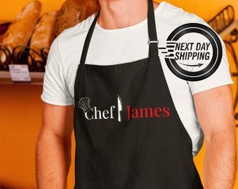 Custom Chef Apron, Personalized Kitchen Gift for Men, Unisex Cooking Apparel
