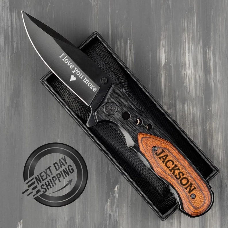 Engraved Pocket Knife for Boyfriend, Personalized Knife for Husband, Hunting Knife, Custom Knife, Boyfriend Gift, Pocket Knife, Husband Gift image 1