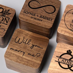 Personalized Wooden Wedding Ring Box, Custom Engraved Engagement Proposal Holder, Bridal Gift For Her, Engrave Ring Box
