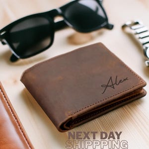 Custom Genuine Leather Wallet, Personalized Leather Wallet, Mens Wallet, Boyfriend Gift for Men, Gift for Dad, Anniversary Gift for Him