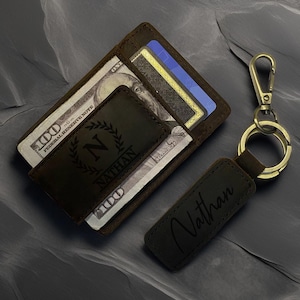 Personalized Leather Magnetic Money Clip The Sanibel by Left Coast Original