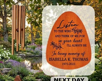 Engraved Memorial Wind Chime, Personalized Sympathy Gift