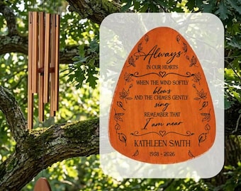 Personalized Memorial Wind Chime, Engraved Remembrance Gift