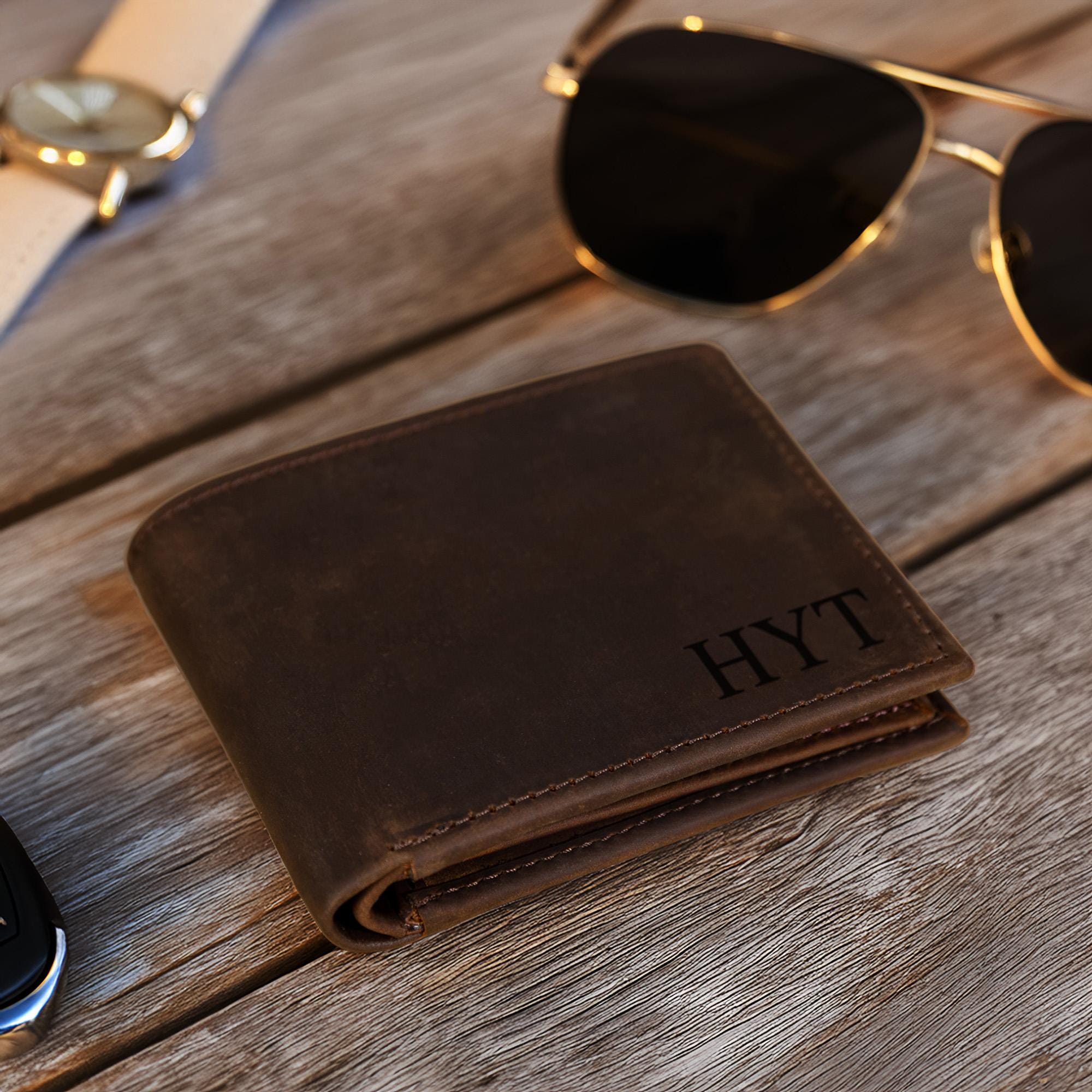 Personalized Leather Mens Wallet, Gift for Anniversary, Graduation, Dad, Boyfriend, Him, Husband, Father, Handwriting Engraved Custom Wallet