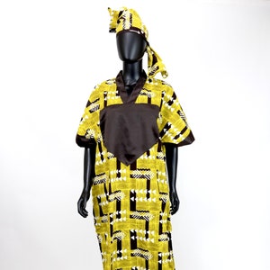Vestido boubou con estampado africano / Conjunto boubou opulento / Atuendo festivo / Creación boubou única / Estética sofisticada de tía