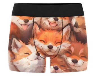 Boxer intimo da uomo corto Furry Cute Fox SFW boxer con stampa all over