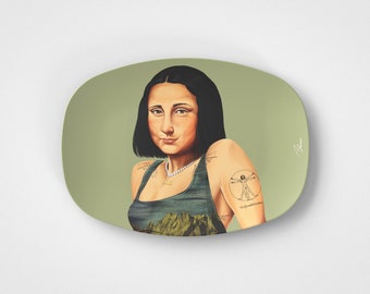 Mona Lisa // Plato para servir de 10"x14" // Idea de regalo para artista